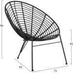ΠΟΛΥΘΡΟΝΑ ΤΥΠΟΥ ΦΩΛΙΑ ΜΕΤΑΛΛΙΚΗ ALLEGRA HM5458.12 ΜΕ WICKER-ΜΑΥΡΟ 73x78x88Υεκ. - Image 2