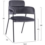 ΠΟΛΥΘΡΟΝΑΚΙ KELSO HM8521.01 ΒΕΛΟΥΔΟ ΣΚΟΥΡΟ ΓΚΡΙ & ΜΑΥΡΟ ΜΕΤΑΛΛΙΚΟ ΣΚΕΛΕΤΟ 52,5x52x80 cm - Image 2