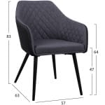 ΠΟΛΥΘΡΟΝΑΚΙ CHARLES HM8522.01 ΜΕ ΥΦΑΣΜΑ ΣΚΟΥΡΟ ΓΚΡΙ PU ΜΑΥΡΟ 57x63x83Υ εκ. - Image 2