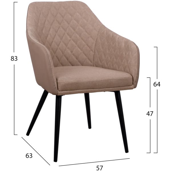 ΠΟΛΥΘΡΟΝΑΚΙ CHARLES HM8522.07 ΜΕ ΥΦΑΣΜΑ ΜΠΕΖ & PU ΜΠΕΖ 57x63x83Υ εκ. - Image 2