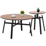 ΣΕΤ 2ΤΜΧ ΤΡΑΠΕΖΙΑ ΣΑΛΟΝΙΟΥ NORTON HM21088 MDF-ΜΕΤΑΛΛΟ Φ80εκ & Φ45εκ