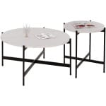 ΣΕΤ 2ΤΜΧ ΤΡΑΠΕΖΙΑ ΣΑΛΟΝΙΟΥ RONDA HM21089.04 MDF ΛΕΥΚΟ ΜΑΡΜΑΡΟ Φ80εκ & Φ50εκ