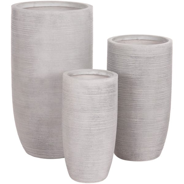 ΣΕΤ 3ΤΜΧ ΓΛΑΣΤΡΕΣ ΚΥΛΙΝΔΡΟΙ ΣΕΙΡΑ GARDENER HM4721 FIBERCLAY-ΧΡΩΜΑ CEMENT Φ42x78Υεκ - Image 2