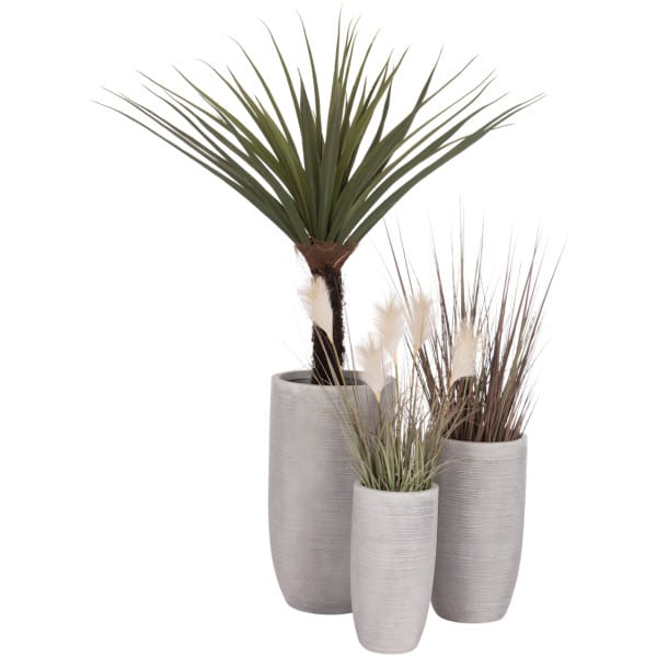 ΣΕΤ 3ΤΜΧ ΓΛΑΣΤΡΕΣ ΚΥΛΙΝΔΡΟΙ ΣΕΙΡΑ GARDENER HM4721 FIBERCLAY-ΧΡΩΜΑ CEMENT Φ42x78Υεκ - Image 1