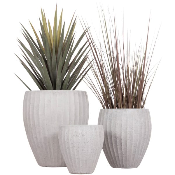 ΣΕΤ 3ΤΜΧ ΓΛΑΣΤΡΕΣ ΣΤΡΟΓΓΥΛΕΣ ΣΕΙΡΑ GARDENER HM4728 FIBERCLAY-ΧΡΩΜΑ CEMENT Φ48x56Υεκ - Image 1