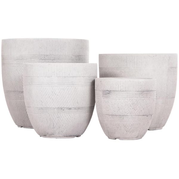 ΣΕΤ 4ΤΜΧ ΓΛΑΣΤΡΕΣ ΣΤΡΟΓΓΥΛΕΣ ΣΕΙΡΑ GARDENER HM4719 FIBERCLAY-ΧΡΩΜΑ CEMENT Φ44x43Υεκ - Image 2