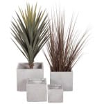 ΣΕΤ 4ΤΜΧ ΓΛΑΣΤΡΕΣ ΤΕΤΡΑΓΩΝΕΣ GARDENER HM4730 FIBERCLAY ΓΚΡΙ CEMENT 37x37x32Υεκ.