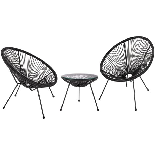 ΣΕΤ ΕΞΩΤΕΡΙΚΟΥ ΧΩΡΟΥ 3ΤΜΧ ACAPULCO HM21101 P.E.RATTAN-ΜΕΤΑΛΛΟ ΣΕ ΜΑΥΡΟ - Image 1