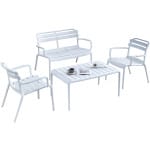 ΣΕΤ ΣΑΛΟΝΙ ΕΞΩΤΕΡΙΚΟΥ ΧΩΡΟΥ 4ΤΜΧ KORVER HM21096.01 ΠΟΛΥΠΡΟΠΥΛΕΝΙΟ ΛΕΥΚΟ