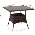 ΣΕΤ ΤΡΑΠΕΖΑΡΙΑΣ ΕΞΩΤ.ΧΩΡΟΥ 5ΤΜΧ HM5965 ΚΑΦΕ RATTAN-ΜΕΤΑΛΛΙΚΟΣ ΣΚΕΛΕΤΟΣ-ΓΥΑΛΙΝΗ ΕΠΙΦΑΝΕΙΑ - Image 2