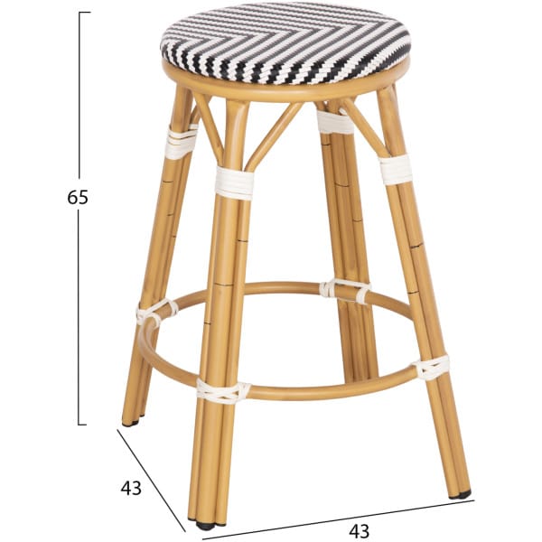 ΣΚΑΜΠΟ ΑΛΟΥΜΙΝΙΟΥ ΜΕΣ.ΥΨΟΥΣ CHINO HM6286.03 BAMBOO LOOK & TEXTILENE ΜΑΥΡΟ 43x43x65Υεκ - Image 2