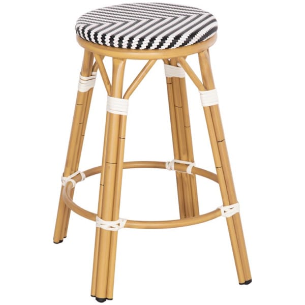 ΣΚΑΜΠΟ ΑΛΟΥΜΙΝΙΟΥ ΜΕΣ.ΥΨΟΥΣ CHINO HM6286.03 BAMBOO LOOK & TEXTILENE ΜΑΥΡΟ 43x43x65Υεκ - Image 1