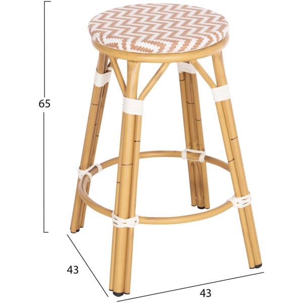 ΣΚΑΜΠΟ ΑΛΟΥΜΙΝΙΟΥ ΜΕΣ.ΥΨΟΥΣ CHINO HM6286.04 BAMBOO LOOK ΦΥΣΙΚΟ & TEXTILENE 43x43x65Υεκ - Image 2
