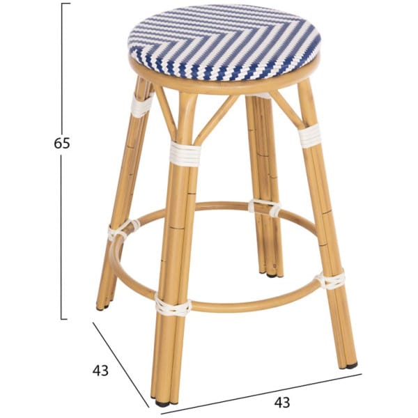 ΣΚΑΜΠΟ ΑΛΟΥΜΙΝΙΟΥ ΜΕΣ.ΥΨΟΥΣ CHINO HM6286.05 BAMBOO LOOK & TEXTILENE ΜΠΛΕ 43x43x65Υεκ - Image 2