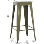 ΣΚΑΜΠΟ BAR ΜΕΤΑΛΛΙΚΟ MELITA ΣΕ DARK OLIVE GREEN HM8642.03 43x43x78 εκ. - Image 2