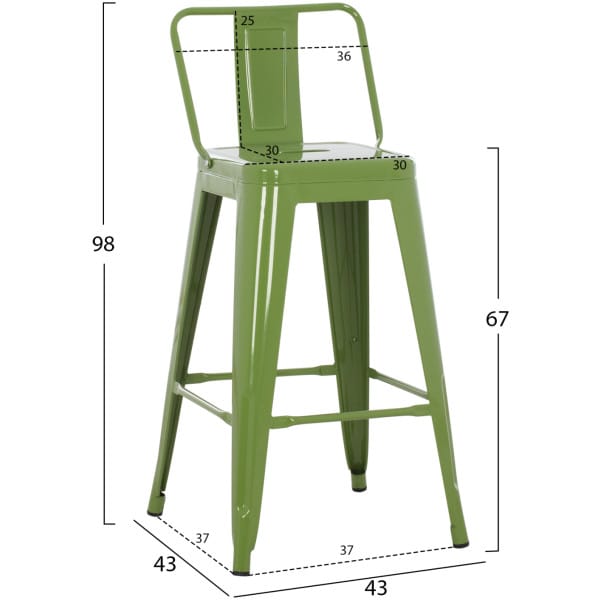 ΣΚΑΜΠΟ ΜΕΣΑΙΟΥ ΥΨΟΥΣ ΜΕΤΑΛΛΙΚΟ MELITA ΣΕ LIGHT OLIVE GREEN HM8574.13 42x42x98 εκ. - Image 2