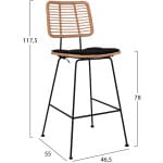 ΣΚΑΜΠΟ ΜΕΤΑΛΛΙΚΟ ΜΕ ΜΑΞΙΛΑΡΙ ALLEGRA HM5455 ΜΕ WICKER ΜΠΕΖ 46,5x55x117,5Υ εκ. - Image 2