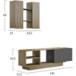 ΣΥΝΘΕΣΗ ΤΗΛΕΟΡΑΣΗΣ TYSON HM18081 ΜΕΛΑΜΙΝΗ ΣΟΝΑΜΑ-ΓΚΡΙ 140x31.5x43.5Υεκ. - Image 2