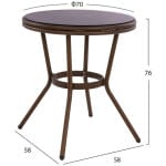 ΤΡΑΠΕΖΙ ΑΛΟΥΜΙΝΙΟΥ MOSES Φ70x76 εκ. BAMBOO LOOK HM5532.03 ΚΑΦΕ ΜΕ ΓΥΑΛΙ - Image 2