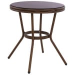 ΤΡΑΠΕΖΙ ΑΛΟΥΜΙΝΙΟΥ MOSES Φ70x76 εκ. BAMBOO LOOK HM5532.03 ΚΑΦΕ ΜΕ ΓΥΑΛΙ