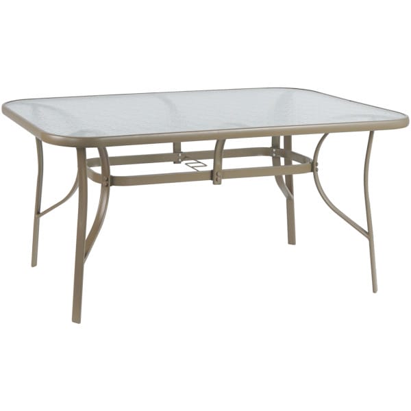 ΤΡΑΠΕΖΙ BRUNO 150X90Χ72Υεκ. ΜΕΤΑΛΛΙΚΟ ΣΑΜΠΑΝΙ ΜΕ ΓΥΑΛΙΝΗ ΕΠΙΦΑΝΕΙΑ HM5145.04 - Image 1