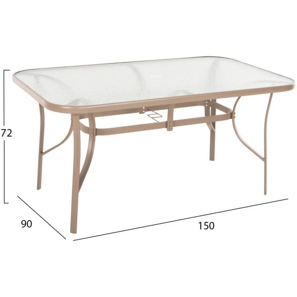ΤΡΑΠΕΖΙ BRUNO 150X90Χ72Υεκ. ΜΕΤΑΛΛΙΚΟ ΣΑΜΠΑΝΙ ΜΕ ΤΡΥΠΑ ΟΜΠΡΕΛΑΣ Φ38mm HM5145.14 - Image 2