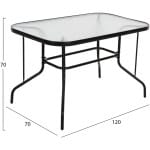 ΤΡΑΠΕΖΙ ADAM HM5679.03 ΜΕΤΑΛΛΙΚΟ ΜΑΥΡΟ ΜΕ ΓΥΑΛΙΝΗ ΕΠΙΦΑΝΕΙΑ 120Χ70Χ70Υεκ. - Image 2