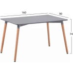 ΤΡΑΠΕΖΙ HM8697.10 MINIMAL, γκρι MDF, ξύλινα πόδια οξιά, 160Χ90X74,5Υ εκ - Image 2