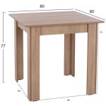 ΤΡΑΠΕΖΙ ΚΟΥΖΙΝΑΣ KELVIN HM2427.01, 80x80x77Υεκ., SONOMA OAK - Image 2