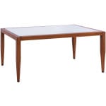 ΤΡΑΠΕΖΙ MEIR ΣΑΛΟΝΙΟΥ ΑΛΟΥΜΙΝΙΟΥ BAMBOO LOOK ΜΕ ΓΥΑΛΙ 100Χ58Χ46 HM5551.01