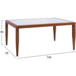 ΤΡΑΠΕΖΙ MEIR ΣΑΛΟΝΙΟΥ ΑΛΟΥΜΙΝΙΟΥ BAMBOO LOOK ΜΕ ΓΥΑΛΙ 100Χ58Χ46 HM5551.01 - Image 2