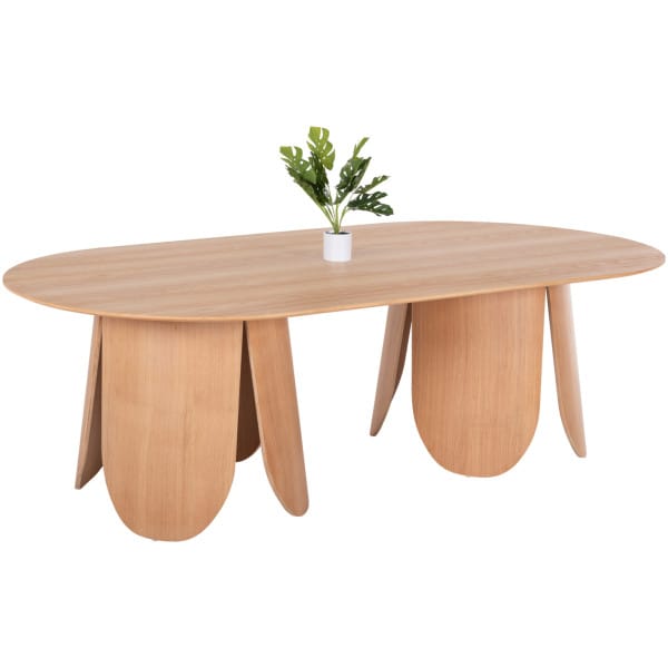 ΤΡΑΠΕΖΙ ΟΒΑΛ DENTY HM9611.01 MDF ΜΕ ΚΑΠΛΑΜΑ ΔΡΥΟΣ-ΦΥΣΙΚΟ ΟΑΚ 240x120x75Υεκ. - Image 1