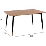 ΤΡΑΠΕΖΙ JOLIE ΡΟΥΣΤΙΚ ΜΕ ΦΥΣΙΚΗ ΕΠΙΦΑΝΕΙΑ ΜΕ ΜΕΤΑΛΙΚΑ ΠΟΔΙΑ ΜΑΥΡΟ ΜΑΤ  HM8554.01 160x90x74Υ εκ. - Image 2