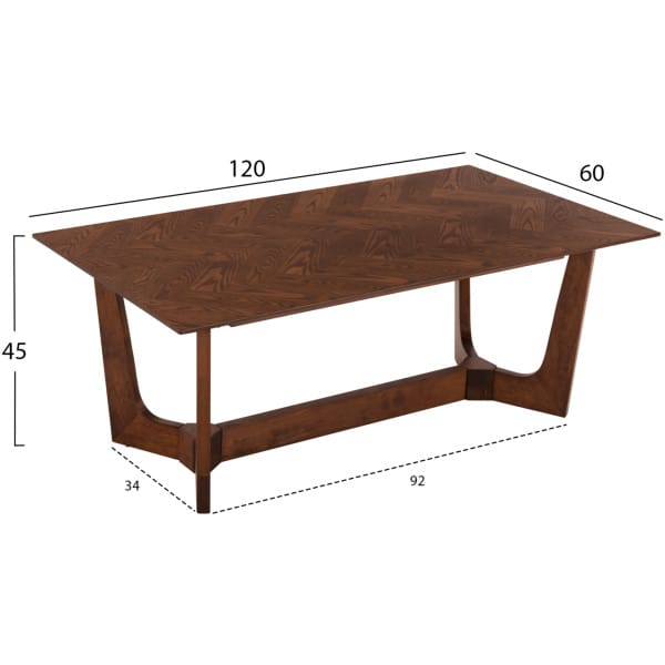 ΤΡΑΠΕΖΙ ΣΑΛΟΝΙΟΥ RIMER HM9743 MDF ΜΕ ΚΑΠΛΑΜΑ ΦΡΑΞΙΝΟΥ ΣΕ ΚΑΡΥΔΙ ΧΡΩΜΑ 120X60x45Yεκ. - Image 2