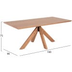 ΤΡΑΠΕΖΙ PAOLO HM9853 MDF ΜΕ ΚΑΠΛΑΜΑ ΦΡΑΞΙΝΟΥ-ΠΟΔΙΑ RUBBERWOOD-ΦΥΣΙΚΟ 180x90x75Yεκ - Image 2