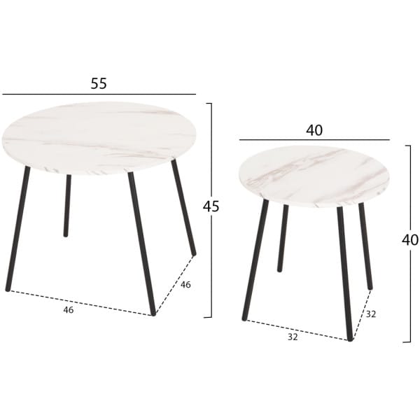 ΤΡΑΠΕΖΙΑ ΣΑΛΟΝΙΟΥ 2ΤΜΧ CUPPER HM9878.12 ΜΕΛΑΜΙΝΗ ΛΕΥΚΟ ΜΑΡΜΑΡΟ-ΜΑΥΡΟ ΜΕΤΑΛΛΟ - Image 2