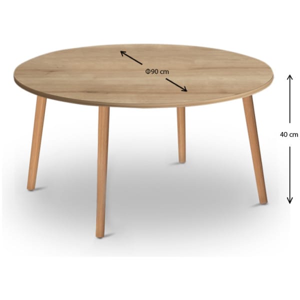 Τραπεζάκι σαλονιού Circle  από μελαμίνη χρώμα oak 90x90x40εκ. - Image 5