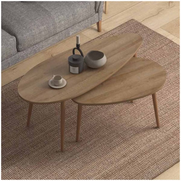 Βοηθητικά τραπεζάκια Elips  από μελαμίνη χρώμα pine oak 116x46x46εκ. - Image 4