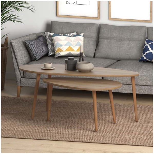 Βοηθητικά τραπεζάκια Elips  από μελαμίνη χρώμα pine oak 116x46x46εκ. - Image 5
