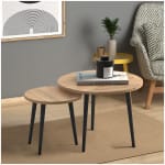 Τραπεζάκι σαλονιού σετ 2 τμχ Roma  χρώμα oak 60x60x46εκ.
