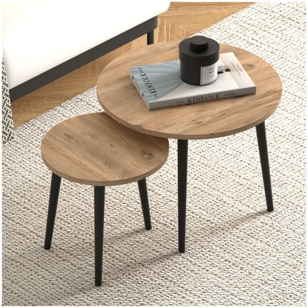 Τραπεζάκι σαλονιού σετ 2 τμχ Roma  χρώμα oak 60x60x46εκ. - Image 4