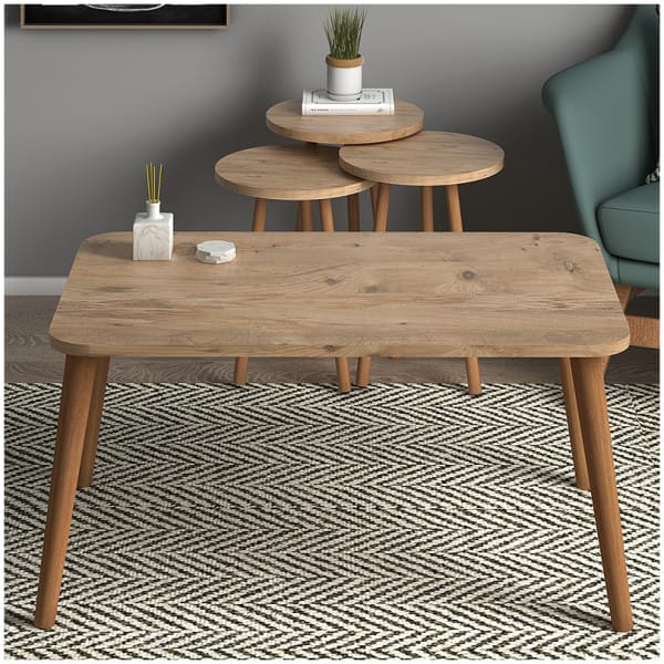 Τραπεζάκι σαλονιού σετ 4 τμχ Soul  χρώμα oak 90x55x43εκ. - Image 5
