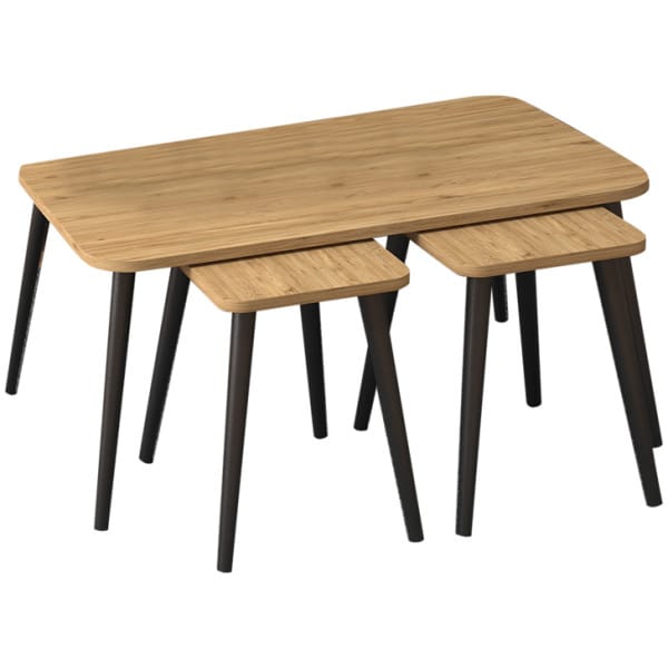 Τραπεζάκι σαλονιού σετ 3 τμχ Oliva  χρώμα oak 90x55x46εκ. - Image 5