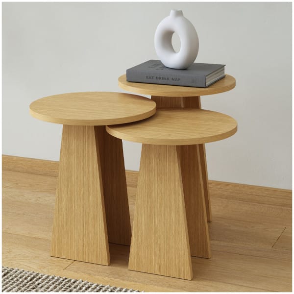 Τραπεζάκια βοηθητικά σετ 3 τμχ Como  χρώμα oak - Image 1