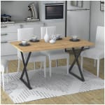 Τραπέζι Bette  χρώμα φυσικό οξιάς - ανθρακί 140x80x76εκ.