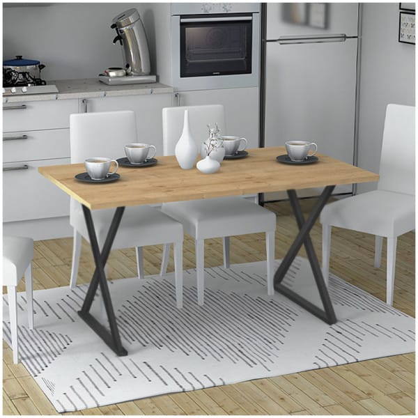 Τραπέζι Bette  χρώμα φυσικό οξιάς - ανθρακί 140x80x76εκ. - Image 1