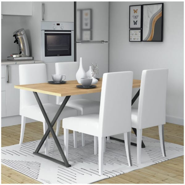 Τραπέζι Bette  χρώμα φυσικό οξιάς - ανθρακί 140x80x76εκ. - Image 4