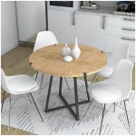 Τραπέζι Rubes  χρώμα φυσικό οξιάς - ανθρακί 120x120x78εκ. - Image 4