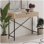 Κονσόλα Heaton  μεταλλική - μελαμίνης χρώμα sapphire oak 110x35,6x90εκ.