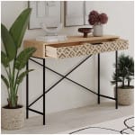 Κονσόλα Heaton  μεταλλική - μελαμίνης χρώμα sapphire oak 110x35,6x90εκ. - Image 2